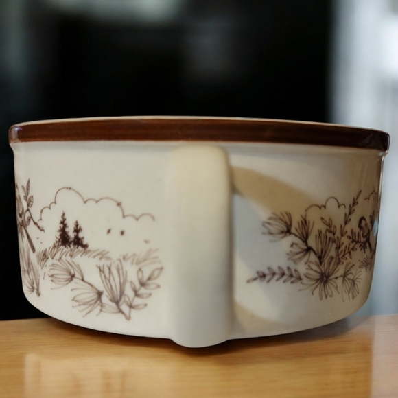 Vtg 80's Down East Crafts Black Cap Chickadee Soup Casserole Cup Bowl Stoneware - Picture 4 of 8